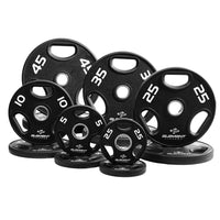 Element Fitness - 300lb Virgin Rubber Olympic Pro Plate Set with ECO Bar Kit