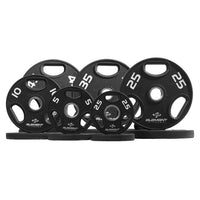 Element Fitness - 300lb Virgin Rubber Olympic Pro Plate Set with ECO Bar Kit