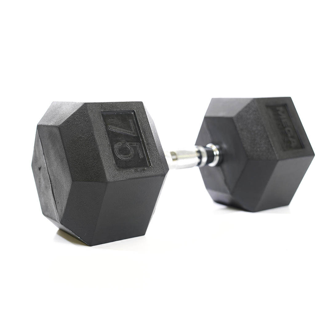 Mega Fitness - Rubber Hex Dumbbell 75lbs