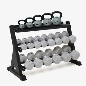 Nike Wolf Grey Dumbbell & Kettlebell Set with Rack