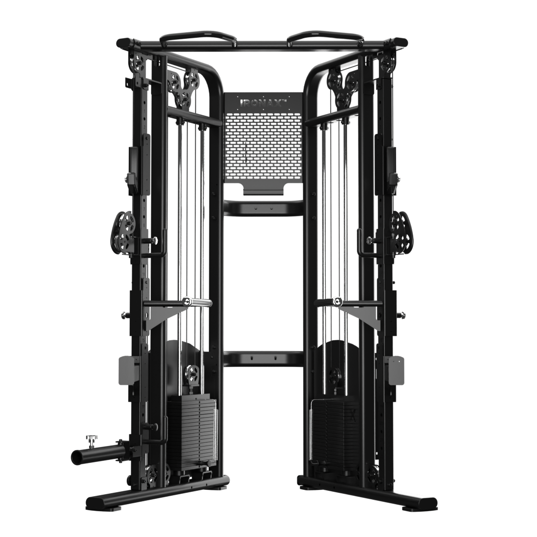 Ironax - XFT Functional Trainer/Half Rack with Urethane Plates Combo