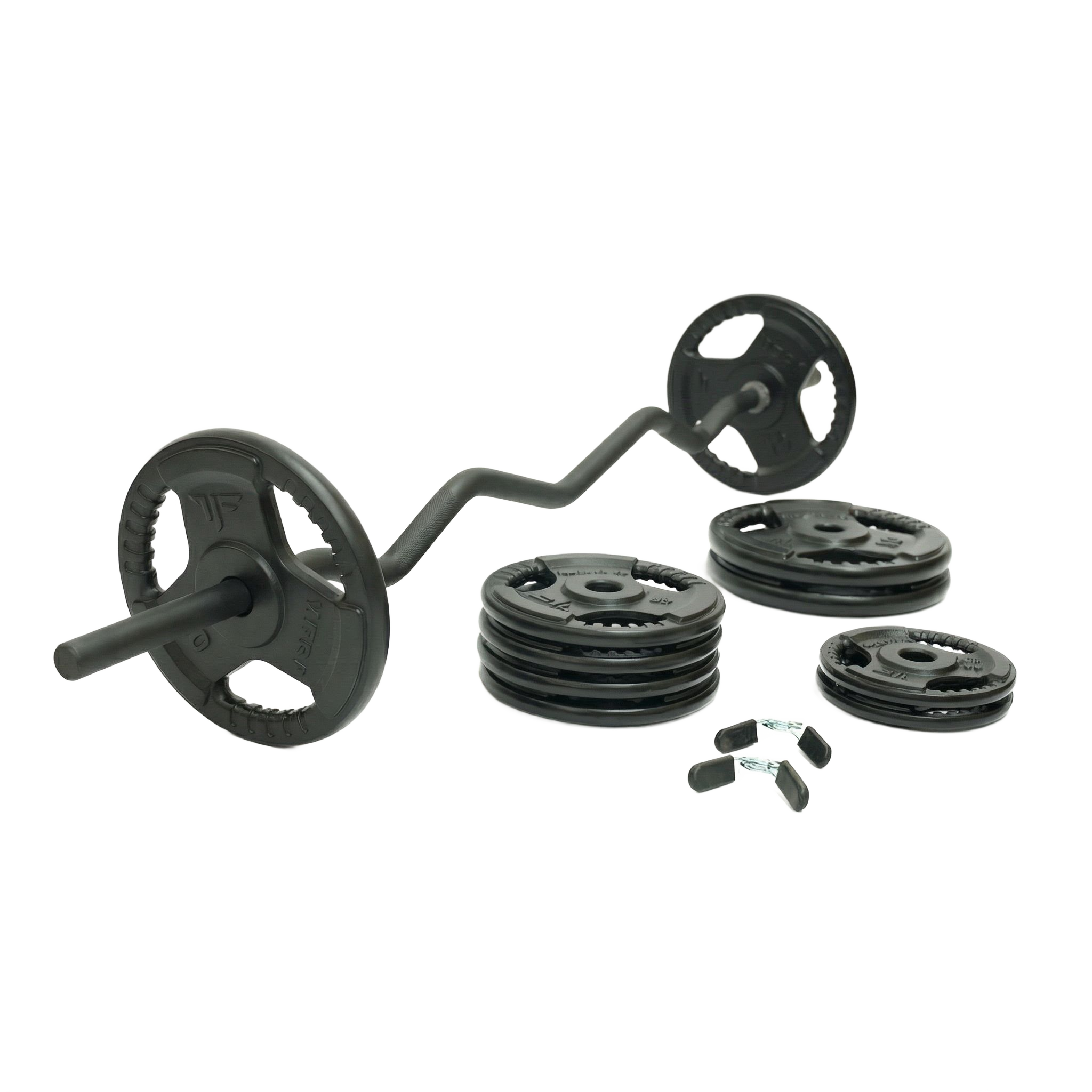 Mega Fitness - 1" Standard Steel Plate 75lbs Set with Curl Bar