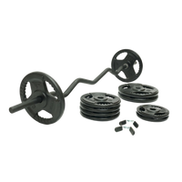 Mega Fitness - 1" Standard Steel Plate 75lbs Set with Curl Bar