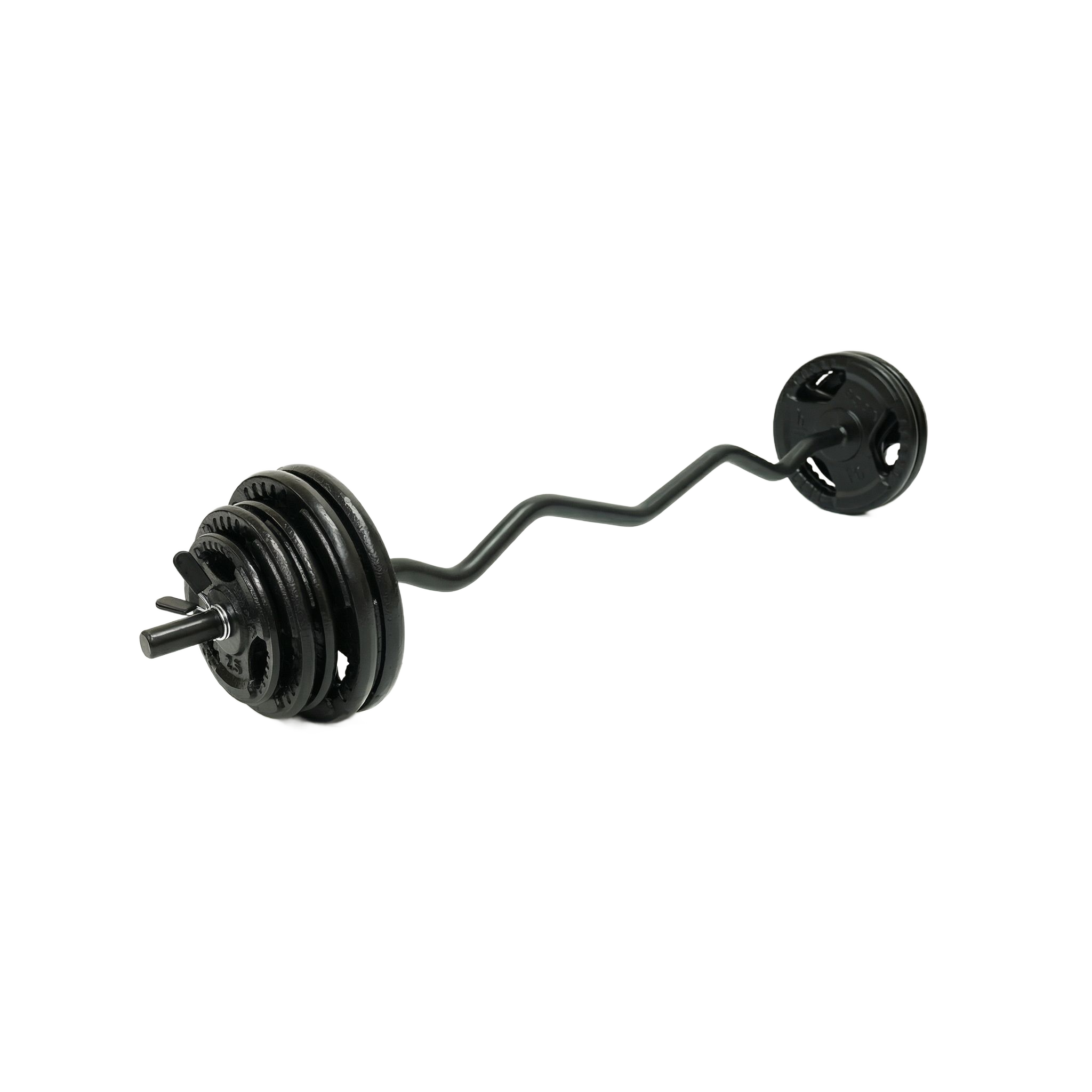 Mega Fitness - 1" Standard Steel Plate 75lbs Set with Curl Bar