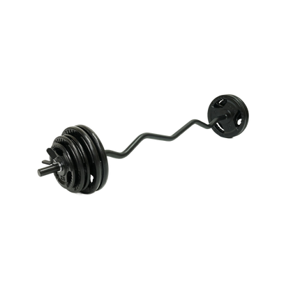 Mega Fitness - 1" Standard Steel Plate 75lbs Set with Curl Bar
