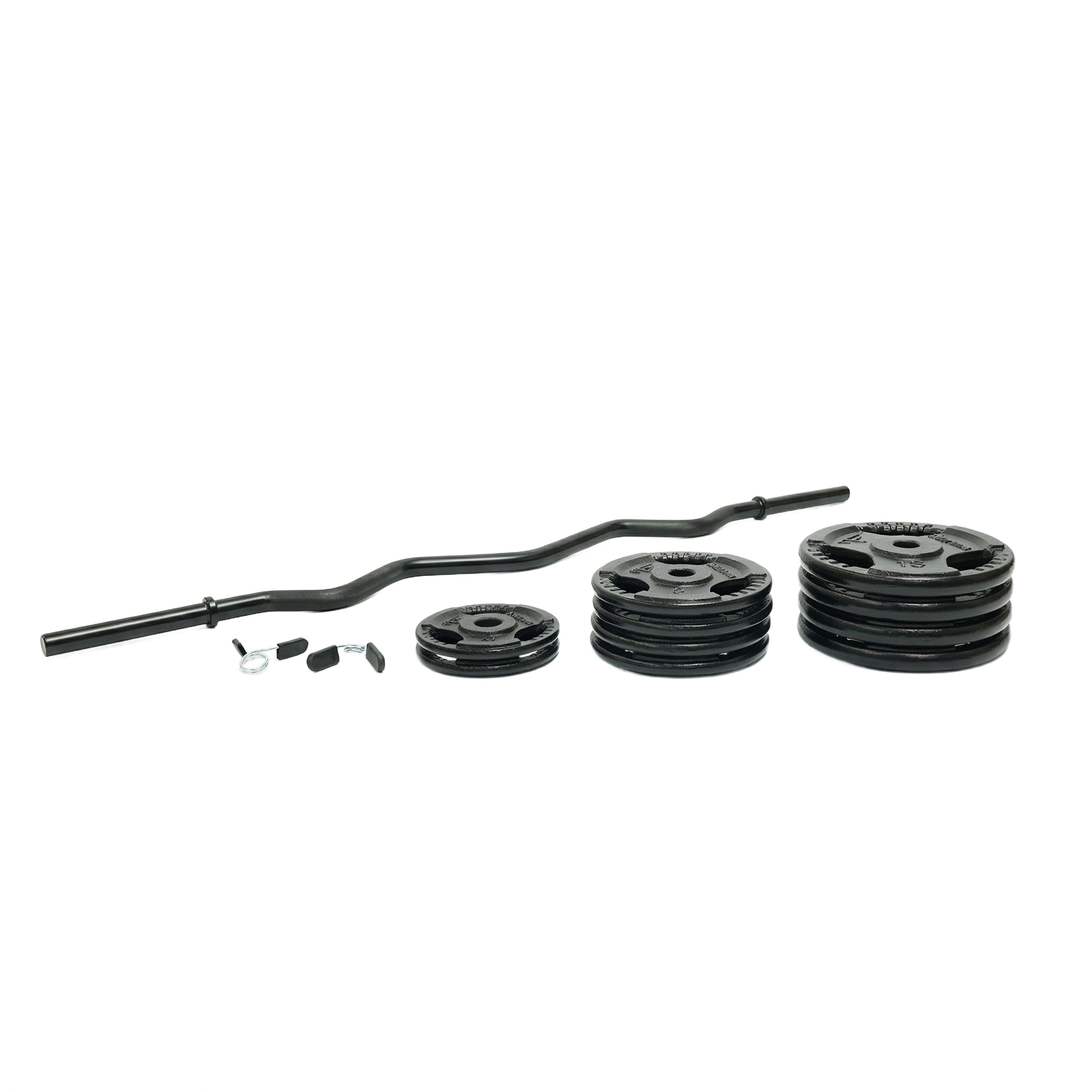 Mega Fitness - 1" Standard Steel Plate 75lbs Set with Curl Bar