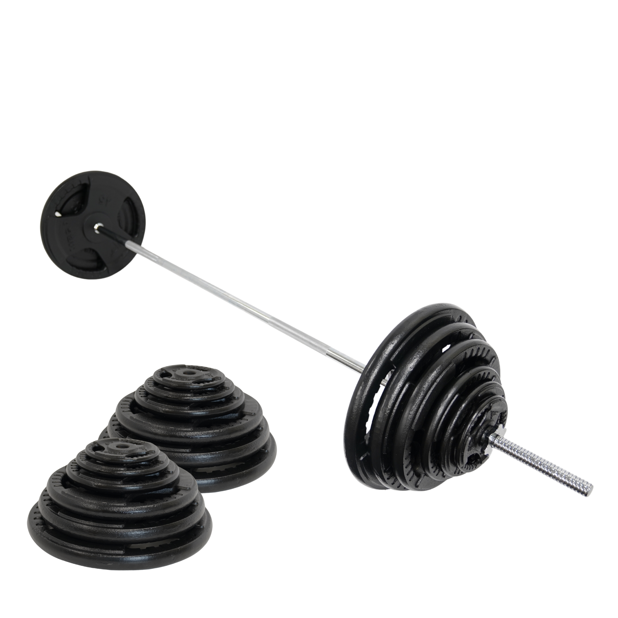 Mega Fitness - 1" Standard Steel Plate 265lbs Set with 84" Bar