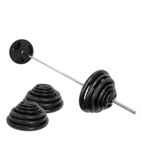 Mega Fitness - 1" Standard Steel Plate 265lbs Set with 84" Bar