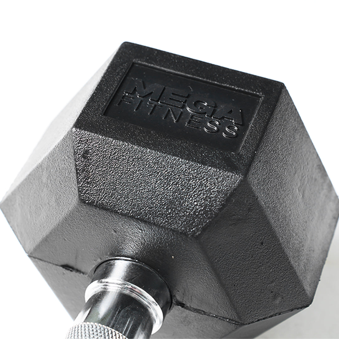 Mega Fitness - Rubber Hex Dumbbells Set 5-50lbs with Stand
