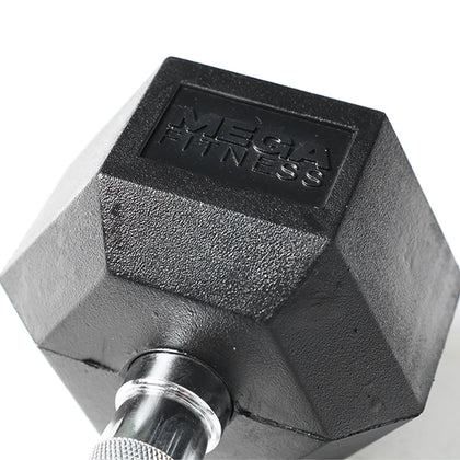 Mega Fitness - Rubber Hex Dumbbells Set 5-50lbs with Stand