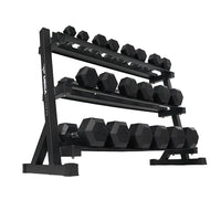 Mega Fitness - Rubber Hex Dumbbells Set 5-50lbs with Stand