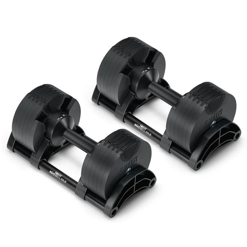 Nuobells - 5-50lb Adjustable Dumbbell Pair - Matte Black